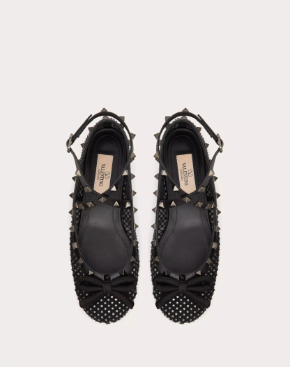 ROCKSTUD MESH BALLERINA WITH CRYSTALS AND MATCHING STUDS